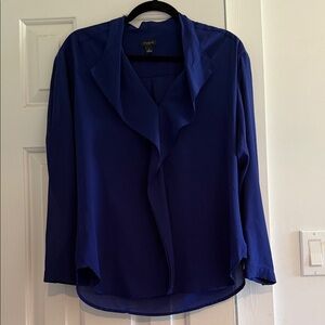 Ann Taylor Deep Blue Ruffle Blouse